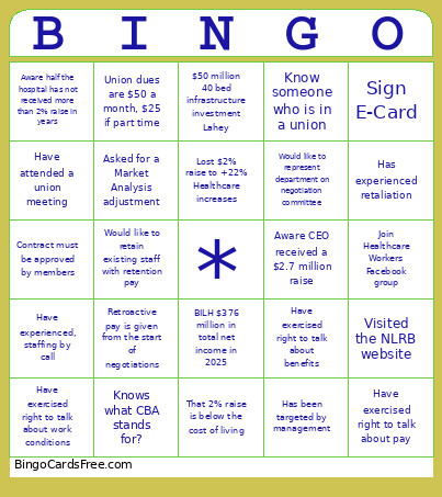 Technical Union Bingo Card