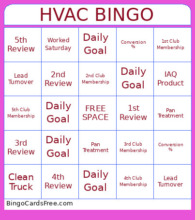 Technician Bingo Card