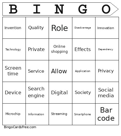 Technology Bingo Card