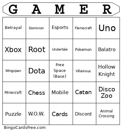 Technology And Gaming Bingo Card
