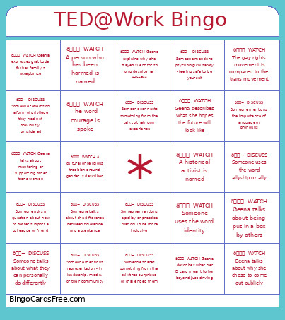TED@Work Bingo Card
