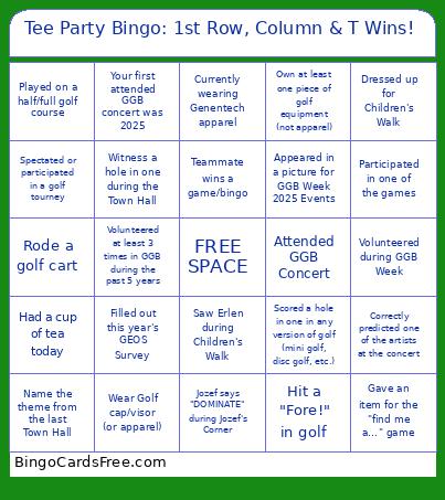 Tee Party Bingo