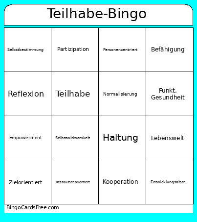 Teilhabe- Bingo Card