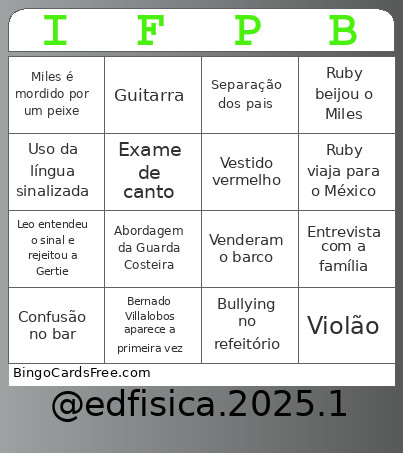 TEMPLATE Bingo Card