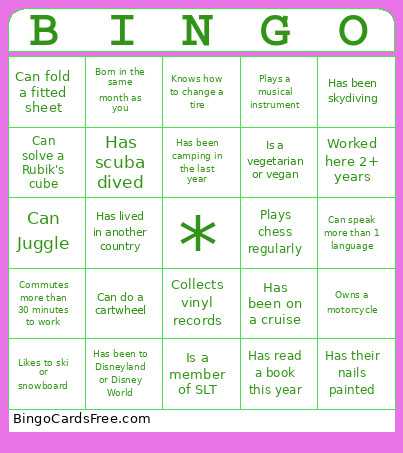 Template 2 Bingo Card