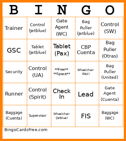 Template Bingo Card
