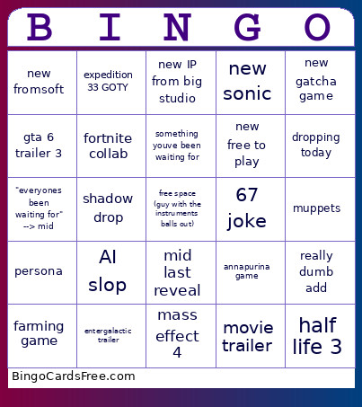 Template Bingo Card