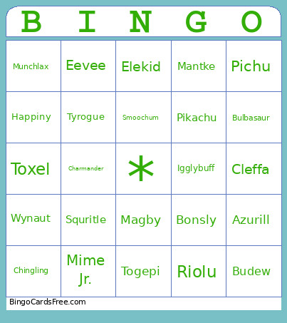 Template Bingo Card
