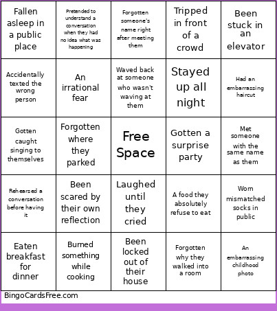 Template One Bingo Card