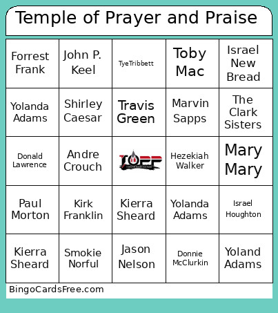 Temple Of Prayer And Praise Bingo Card