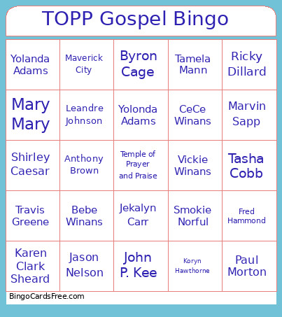 Temple Of Prayer And Praise Bingo Card