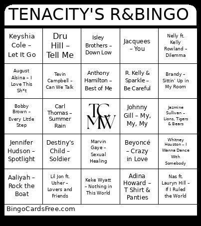 TENACITY'S R& Bingo Card