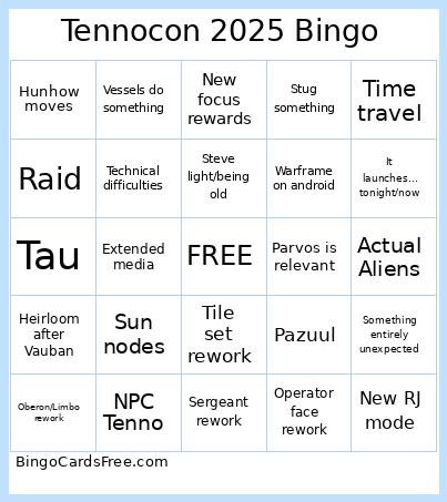 Tennocon 2025 Bingo