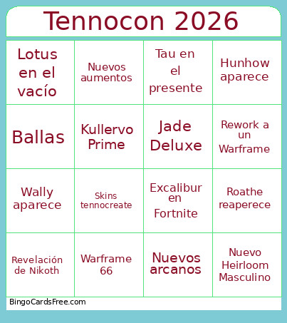 Tennocon 2026 Bingo Card 2