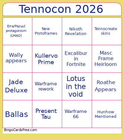 Tennocon 2026 Bingo Card