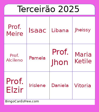 Terceirão 2025 Bingo Card