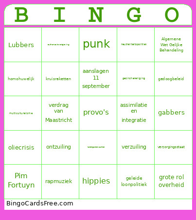 Termen HC Nederland Bingo Card