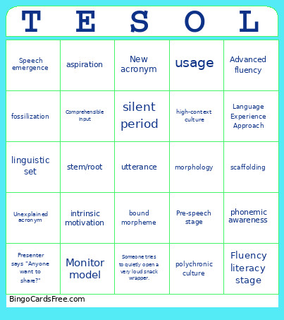 TESOL Day 1 Bingo Card