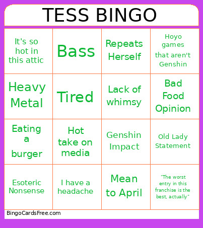 TESS Bingo Card