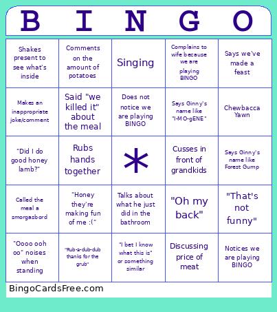 Test 1 Bingo Card