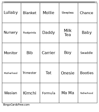 Test 123 Bingo Card