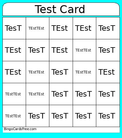 Test Bingo Card