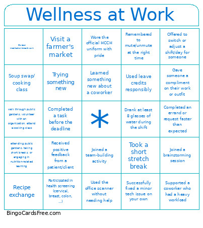 TEST CPDME Wellness Bingo Card