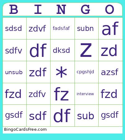 test reference Bingo
