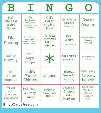 Test Run Bingo Card