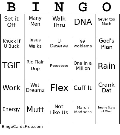 TEST SINGO Bingo Card