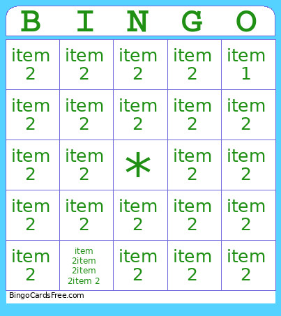 Test Test Bingo Card