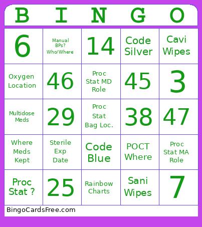 Test Your Knowledge Bingo Card