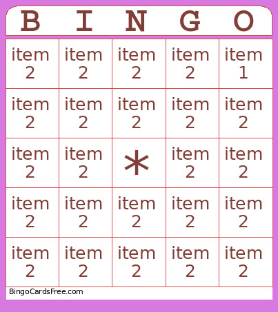 Test1 Bingo Card