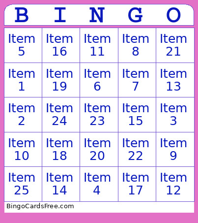 Test12345 Bingo Card