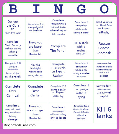 Testa Bingo Card