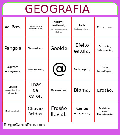 Testando Conhecimento Bingo Card