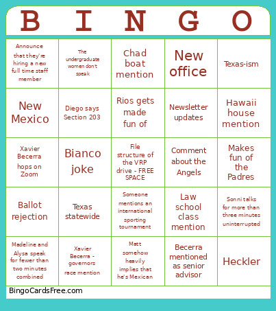 Tester Bingo Card