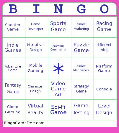 Testgame Bingo Card
