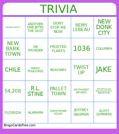 TESTING Bingo Card