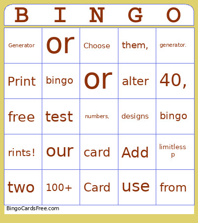 Testing Bingo Card