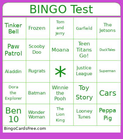 Testing Name Plz Bingo Card