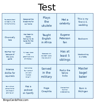 Testingggg Bingo Card