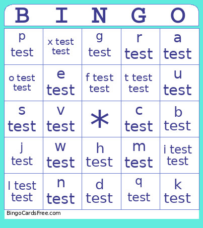 TESTTESTTEST Bingo Card