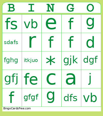 Testy Bingo Card