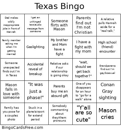Texas Bingo Card