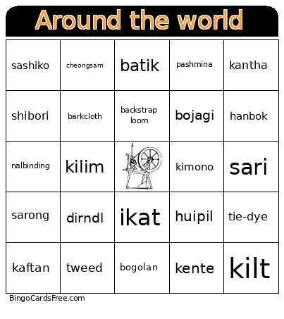 Textiles Around The World Bingo Card