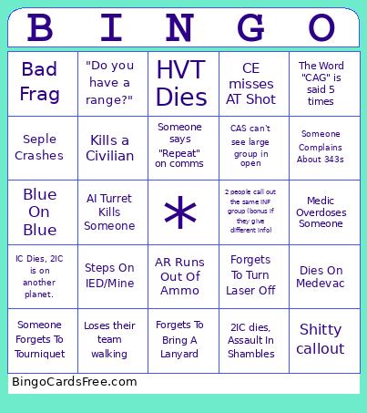 TFA Bingo Card