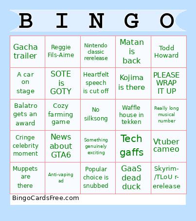 TGA 2024 Bingo