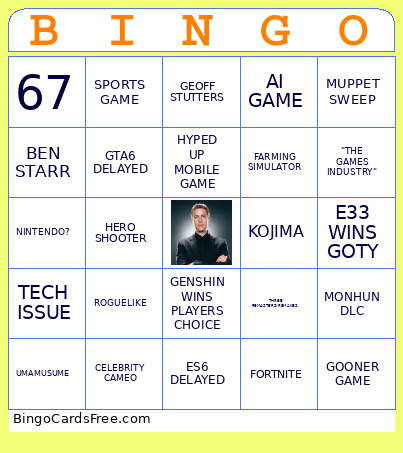 Tga 2025 Bingo Card