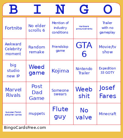 TGA 2025 Bingo Card